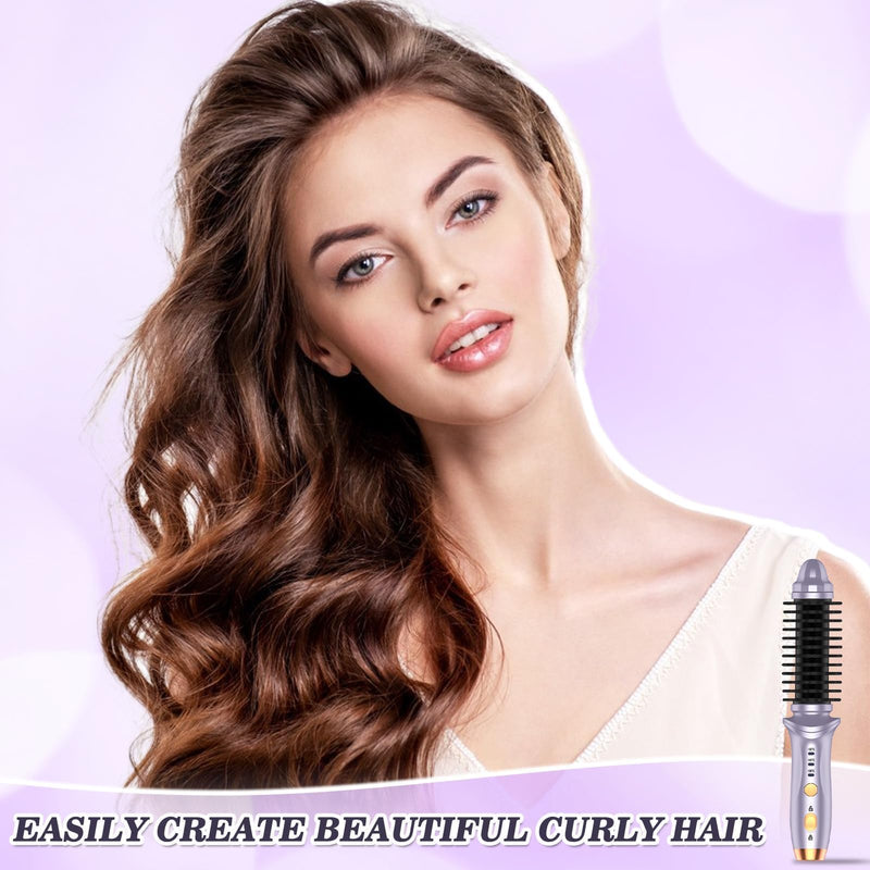  [AUSTRALIA] - Cordless Hot Brush for Short Hair - Heated Round Curler & Thermal Curling Iron for Women, USB Mini Hair Straightener Portable Curling Brushes, Curly Straight Hair Travel Heat Styling（Purple） Purple