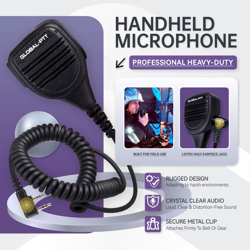 2PC Walkie Talkie Handheld Remote Speaker Microphone (K1 (3.5mm + 2.5mm)) | Shoulder Hand Mic Compatible with Rapid Radios, global-ptt G0 G5, Poclink, Rocky Talkie, Kenwood, Samcom, Pxton, BTECH K1 (3.5mm + 2.5mm)