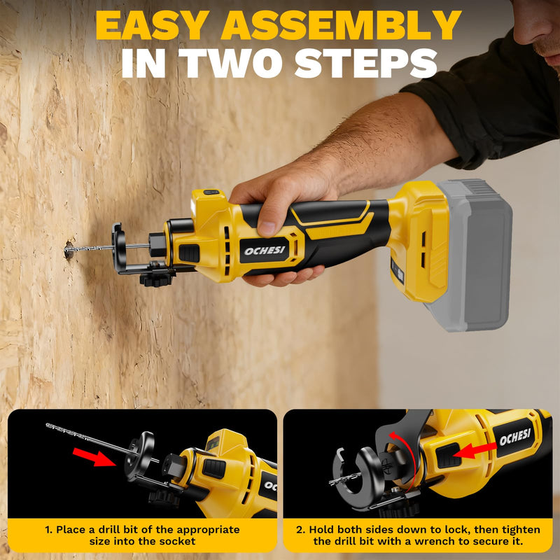 Cordless Drywall Cut-Out Tool Compatible with Dewalt 20V Battery, 3 Speed Adjustable Brushless Rotary Saw with Up to 30000 RPM, Compact Spiral Saw Kit for Wood,Drywall,Tiles,plastic (Tool Only) For Dewalt