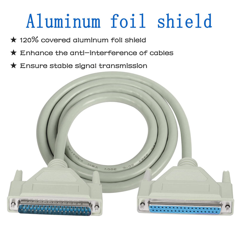 MEIRIYFA DB37 37Pin Extension Cable Serial D-SUB 37 Pin Printer Parallel Connector Cable Pure Copper Core for engineering wiring, computer and networks.（4.9FT） (Male to Female) Male to Female