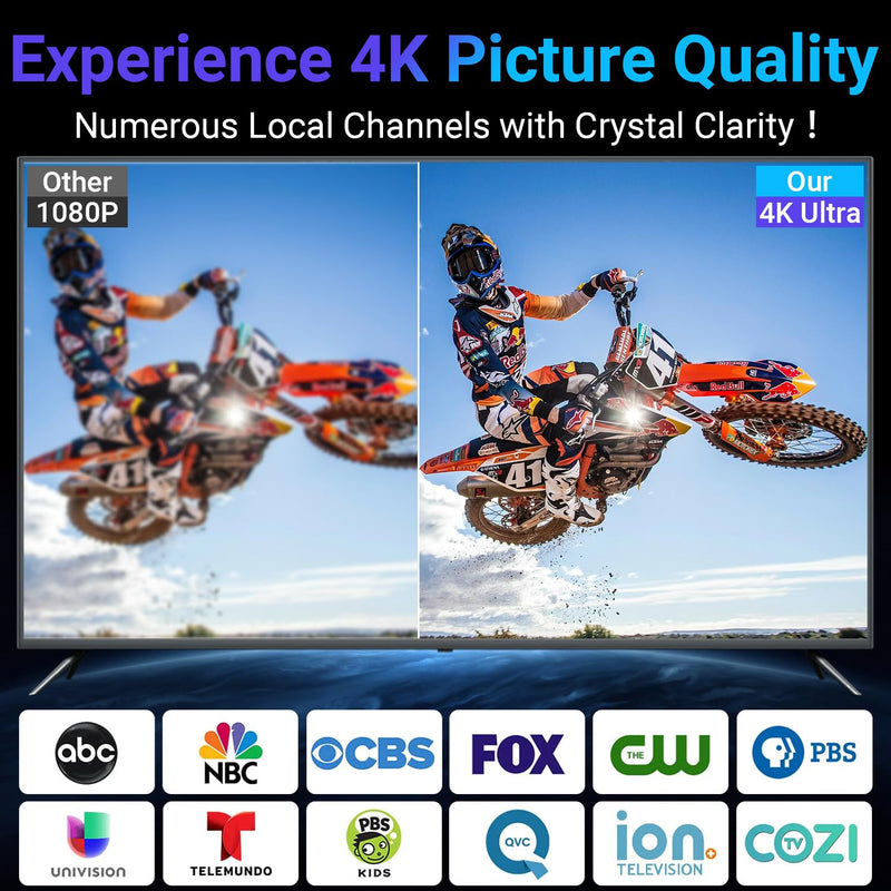 Indoor TV Antenna for Local Channels, 2026 HD Digital TV Antenna for Smart TV with Strong Signal Amplifier, 360° Reception HDTV Antenna Supports 4K 1080P TVs, Magnetic Base & 13ft Coax Cable Black