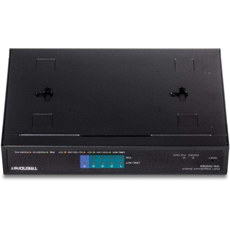 TRENDnet 5-Port Gigabit EdgeSmart PoE+ Switch, 4 x Gigabit PoE+ Ports, 1x Gigabit Port, 31W PoE Power Budget, Managed PoE+ Switch, Wall mountable, Black, TPE-TG50ES