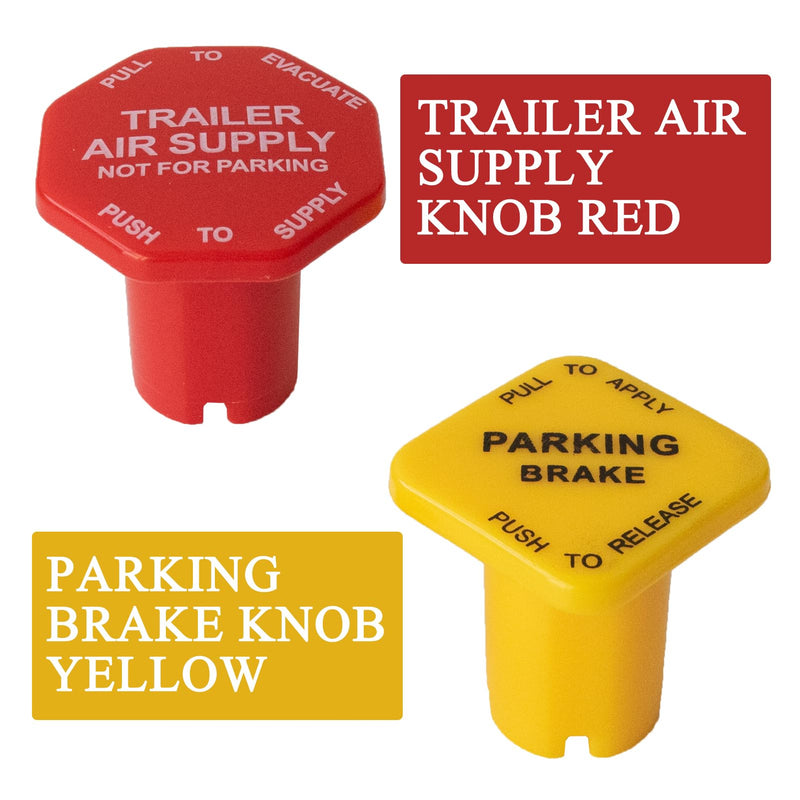 Parking Brake & Trailer Air Supply Mv-3 Knob Yellow & Red Fit for Peterbilt Kenworth Volvo Western Star Truck Air Brake Knobs for Semi Trucks 298818 298818N 298817 298817N