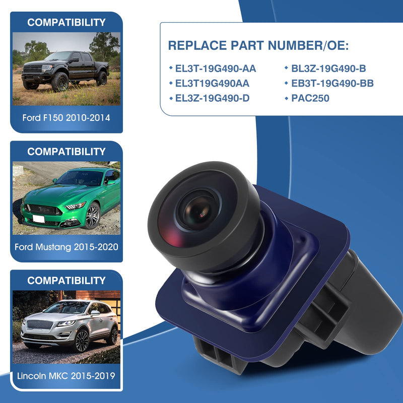 Rear View Backup Reverse Camera Compatible with Ford F150 2010-2014, Ford Mustang 2015-2020 & Lincoln MKC 2015-2019, Park Assist Backup Camera EL3T-19G490-AA, EL3Z-19G490-D, BL3Z-19G490-B Fit for Ford F150 2010-2014