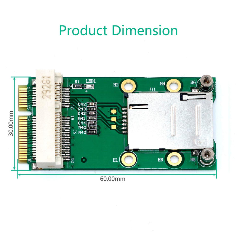 Mini PCI-E Adapter with SIM Card Slot for 3G/4G,WWAN LTE,GPS Card (Self-Elastic SIM Card Holder) Self-elastic SIM card holder