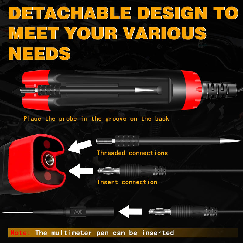 Automotive Test Light 4-75V DC LCD Digital Voltage Tester with Buzzer Sound, Auto Circuit Tester with Voltmeter, Electric Test Probe Pen for Car Battery Polarity Continuity Fuses