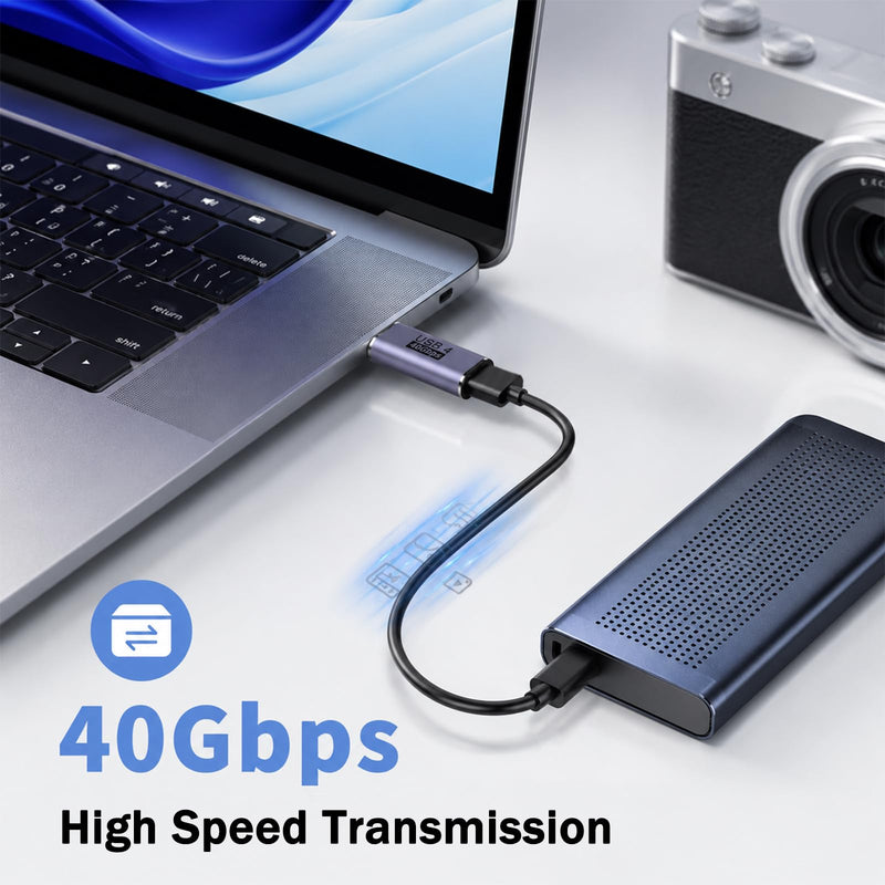 5 Pack 5 Style USB C Right Angle Adapter, 90 Degree USB C Male to Female Adapters Right Angle Type-C Adapter Extender for Notebook Computers, Tablet and Mobile Phones 40Gbps 100W PD