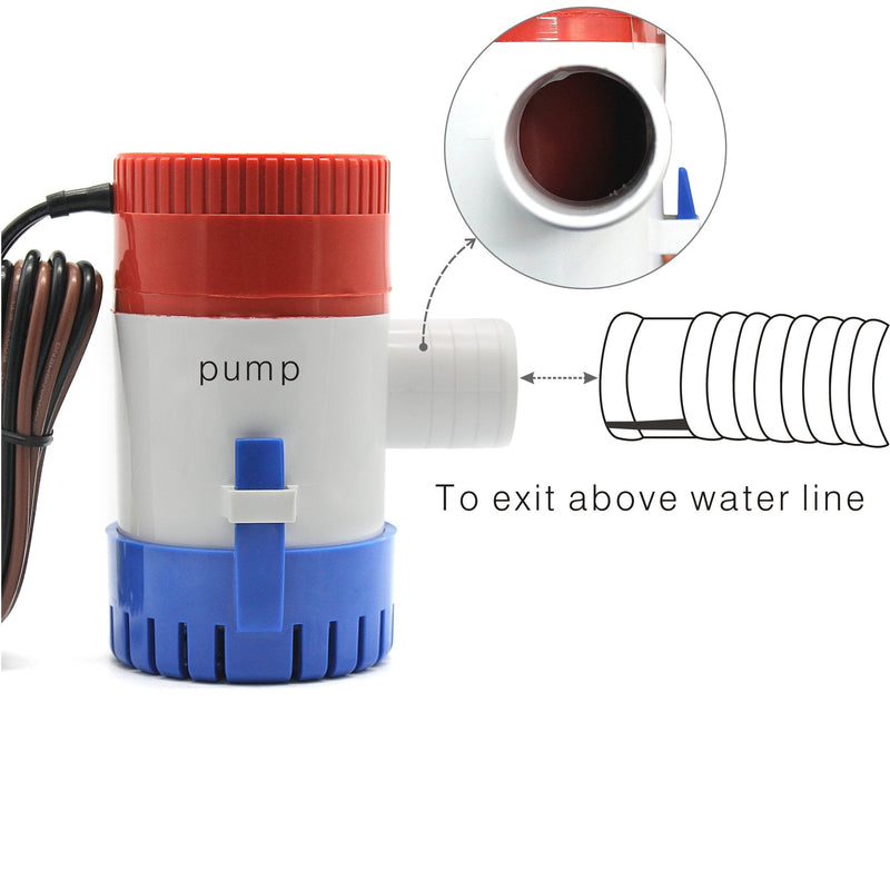 Marine Submersible Boat Rule Bilge Water Pump 750 GPH 12V 3/4 inch Hose Outlet for Boats K3009