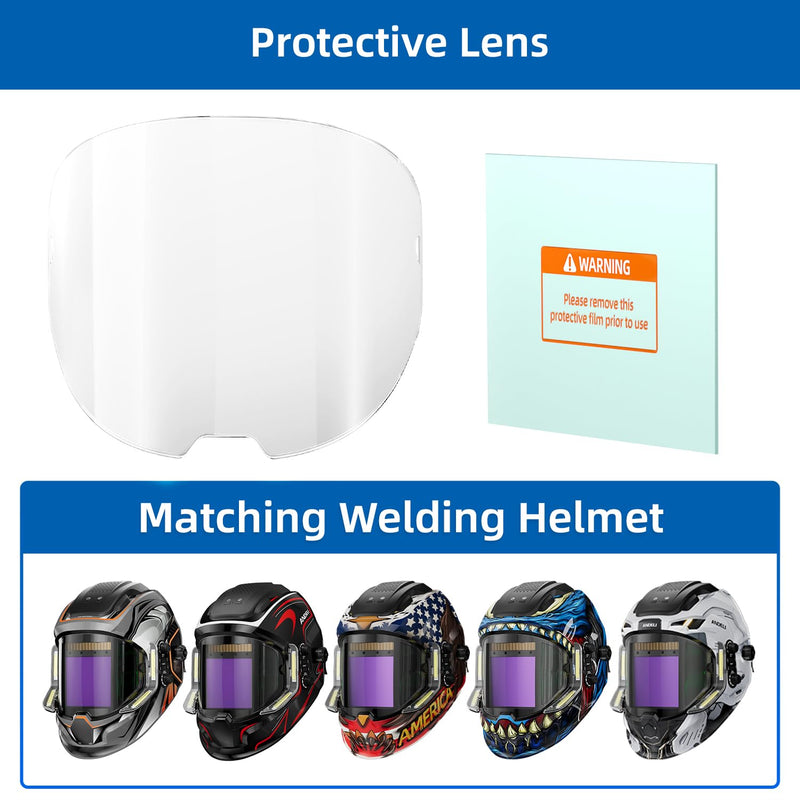 ANDELI 5 PCS Large Viewing Screen Outer Replacement Lens and 2 Pcs Inner Replacement Lens for ANDELI Red Cat MOON3SC1LEDS MOON LED MOON LED PRO Welding Helmet