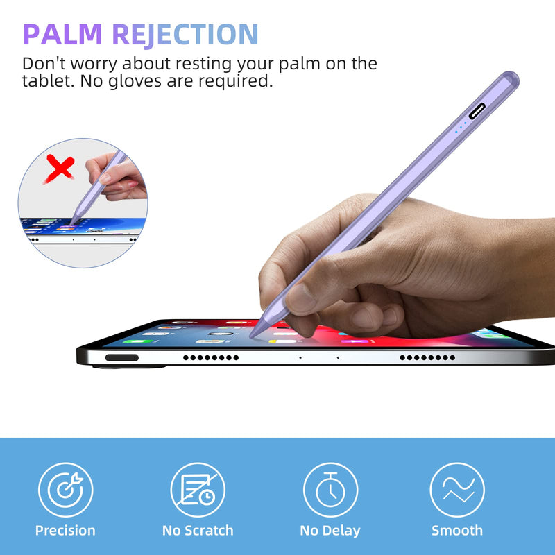  [AUSTRALIA] - Stylus Pen for iPad, Apple Pencil for iPad 10th 9th Gen, Apple Pen iPad Pencil for iPad Air 5/4/3rd, iPad Pro 11/12.9 Inch, with Palm Rejection & Tilt Sensitivity, Magnetic Stylus iPad Pen, Purple