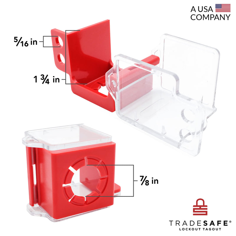 TRADESAFE Emergency Stop Button Cover Lockout - Box Type Transparent Push Button Switch Cover, 7/8-inch Hole Diameter, Medium Push Button Lockout Device Medium - Box Type
