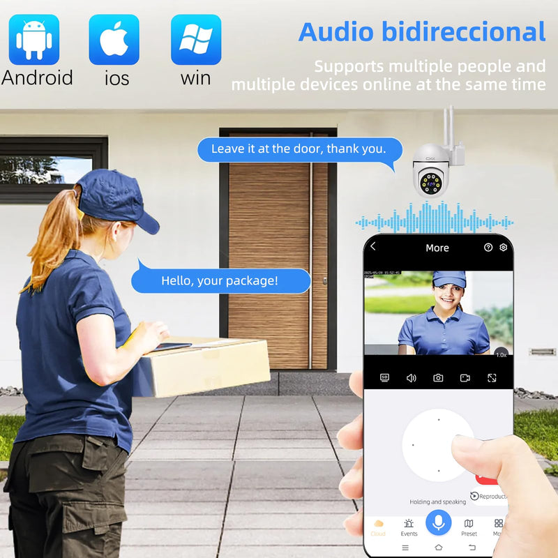 CKK 1080P Home Security Camera Wired, 3 Pcs Outdoor WiFi Camera (2.4G/5G Dual-Band), 360° Pan/Tilt, Color Night Vision, Motion Alerts, 2-Way Audio, Compatible with Alexa, SD/Cloud Storage 3 Pack
