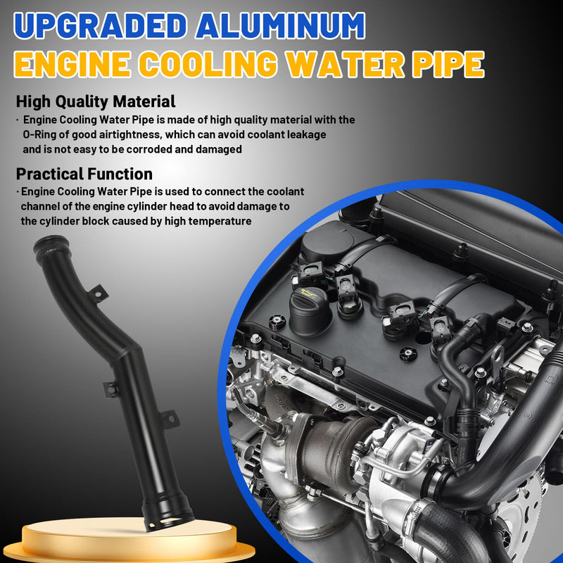 Upgraded Aluminum Engine Cooling Water Pipe compatible with Mini Cooper R55 R56 R57 R58 R59 R60 R61, Thermostat to Water Pump Hose Replace 11537589713
