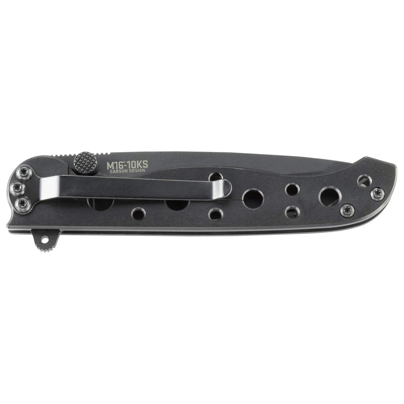 CRKT M16-10KS Folding Knife with Frame Lock: Stainless Steel Triple Point Serrations Blade, Stainless Steel Handle, Reversible Pocket Clip, M16-10KS Black Blade / Stainless Handle / M16-10KS