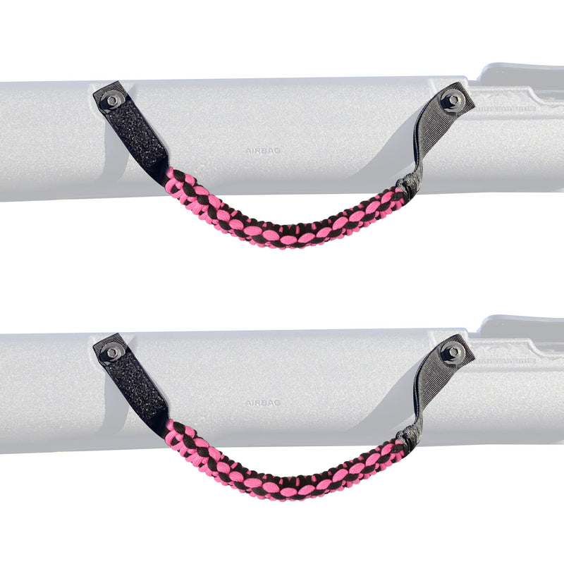 BESTAOO Roll Bar Grab Handles Paracord Grip Handle for Ford Bronco Accessories 2021 2022 2023 2024 2025 2 Door 4 Door, 4 Pack (Pink) Pink