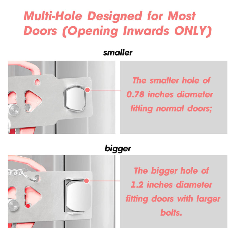 AceMining Portable Security Door Locker Travel Lockdown Locks for Additional Safety and Privacy Perfect for Traveling Hotel Home Apartment College-Pink(2 Pack) 2 Pack