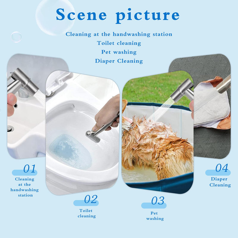 Handheld Bidet Sprayer for Toilet, IDMAX Jet Sprayer for Toilet Muslim Shower Set with 49-inch Hose and Bracket, Adjustable Bidet Attachment Water Pressure Controlfor Feminine Wash Sprayer-501B