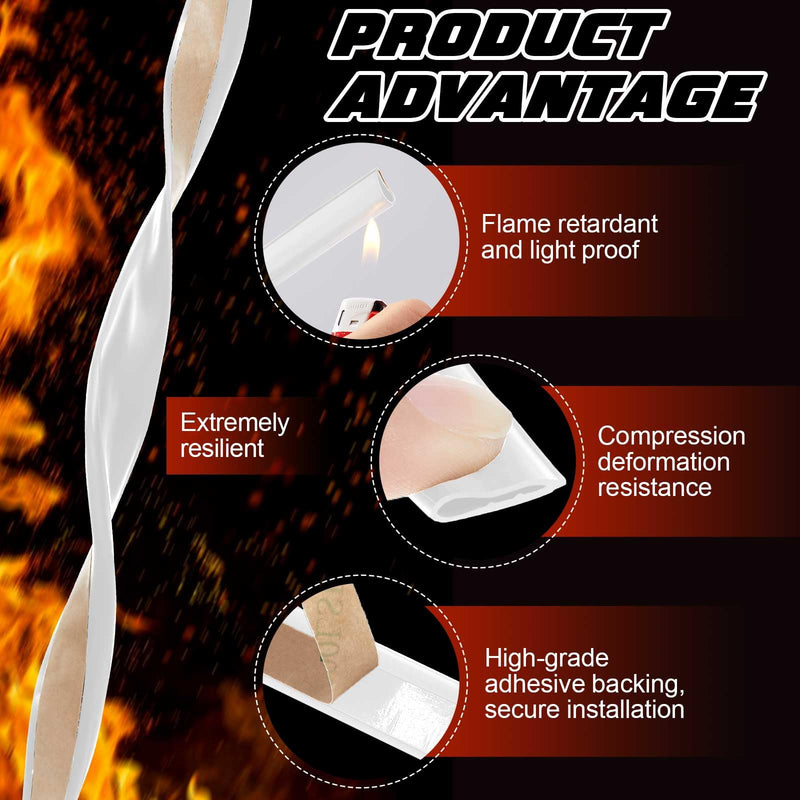 4 Pcs Adhesive Fire/Smoke Gasketing Flexible Silicone Rubber Gasket Smoke Seal for Door Window Indoor Outdoor Commercial Weather Stripping (0.5" W X 0.25" H X 20' L,White) 0.5" W X 0.25" H X 20' L White 4