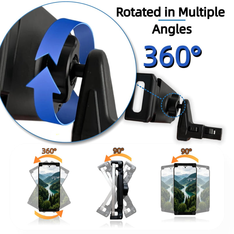 Car Tablet Holder for BMW X3 X5 X6 5/7-Series iX I20 G05 I5 G06 G60 G61 G70 G45, BackSeat Tablet Headrest Mounts 360° Rotation Strong Gravity Clamp Trip Travel Essentials Accessories for phones, Black