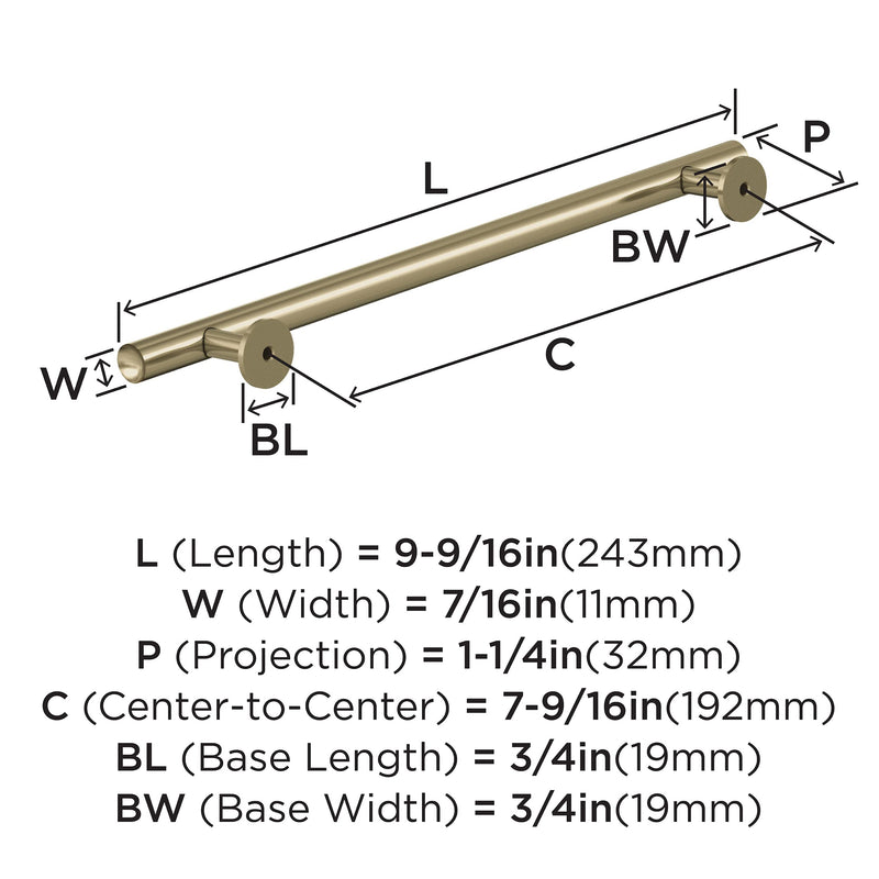 Amerock | Cabinet Pull | Golden Champagne | 7-9/16 inch (192 mm) Center-to-Center Drawer Pull | Radius | Kitchen and Bath Hardware | Furniture Hardware