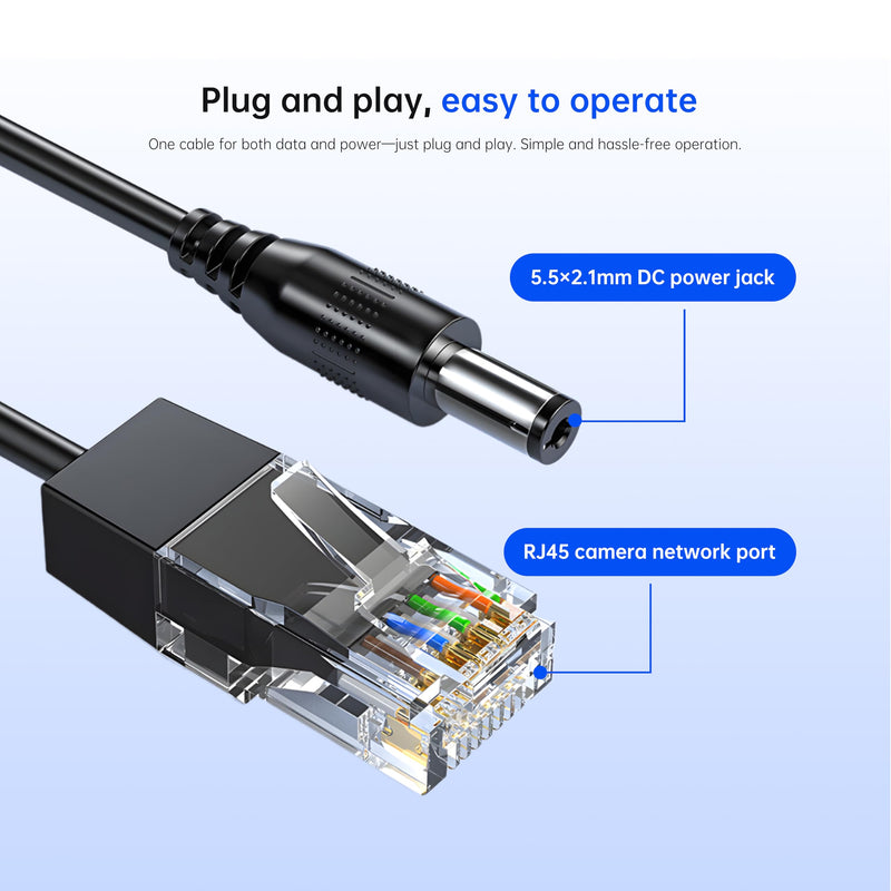 Gigabit PoE Splitter 12V 1.2A Output, 10/100/1000Mbps Ethernet Over Powerline Adapter Power Over Ethernet Adapter for Security Camera CCTV Surveillance ZH252