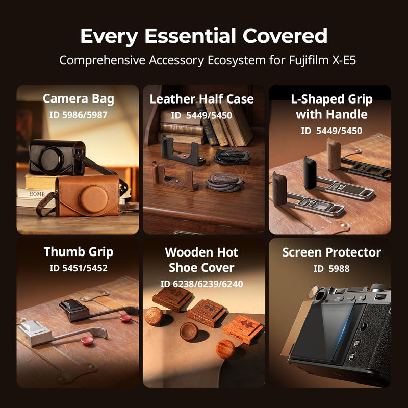 SmallRig Leather Case Bag for FUJIFILM X-E5 / X100VI, for Ricoh GR IV/GR III, Carrying Case with Magnetic Closure, Protective Pouch, Compact Storage Bag, Crossbody Bag, Shoulder Strap, Brown-5986
