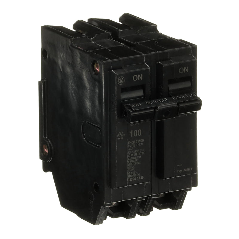 ABB Q-Line THQL21100 100A Double Pole Circuit Breaker • 100 Amp Double Pole 120/240 VAC Breaker • 2-Pole Standard Circuit Breaker • Electrical Safety Switch • Plug-in Mount Type