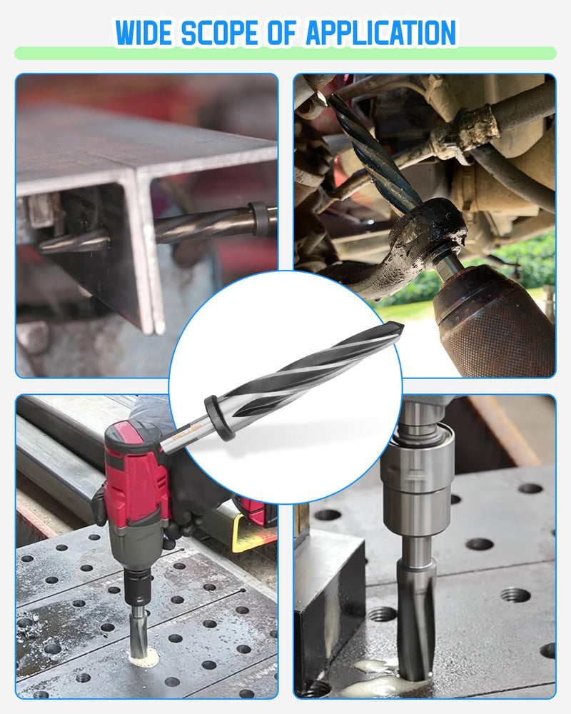 1" Drill Bridge/Construction Reamer Bit with 1/2" Non-Slip Shank M2 HSS Taper Chucking Reamer Bit Tool for Steel Metal Wood Alloy Drilling Hole 1 in