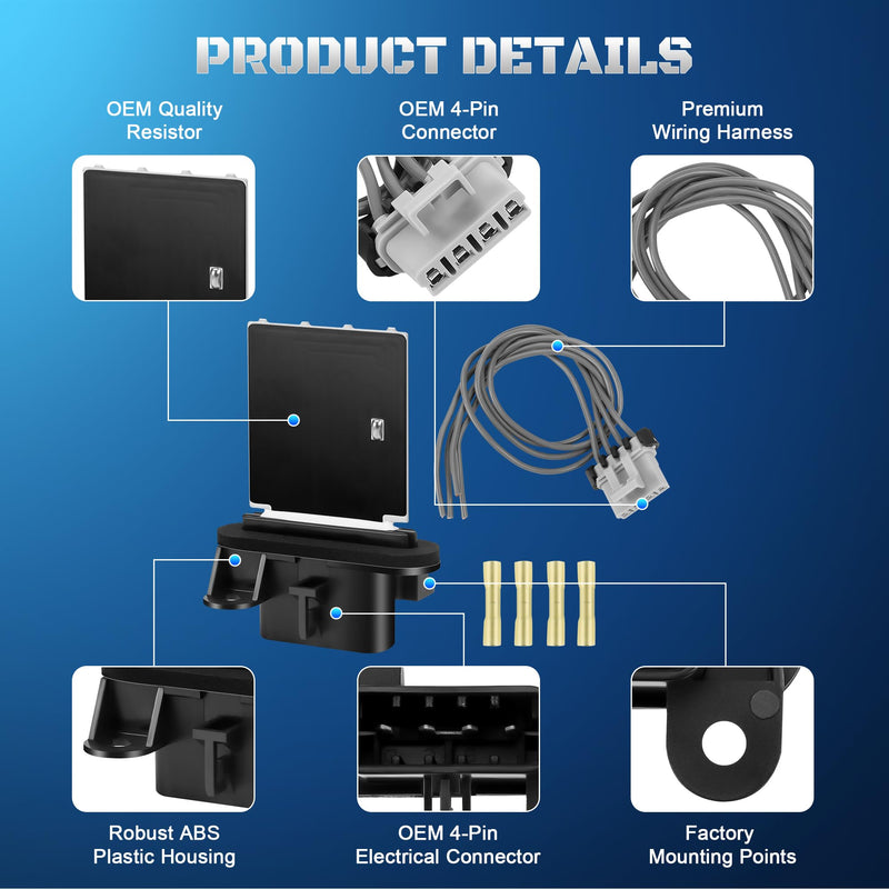 973-582 HVAC Fan Blower Motor Resistor Kit with Wire Harness Compatible with 2005-2020 Toyota Tacoma 8713804050,8713804052,JA1772,4P1650,RU746,RU1435