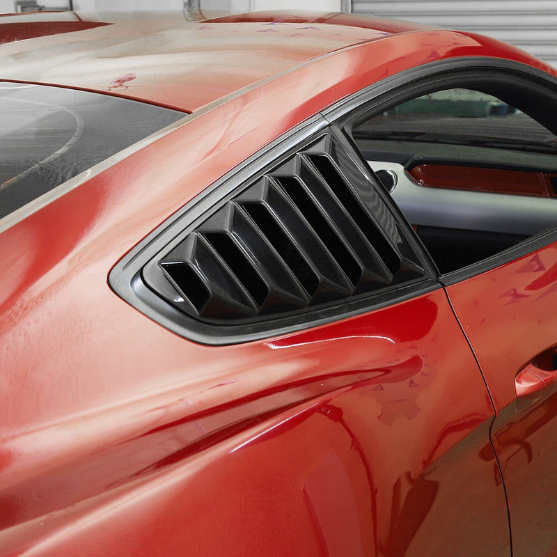 RT-TCZ Rear Quarter Side Window Scoop Louvers Sun Shade Cover Wind Vent Air Deflector Decoration Exterior Accessories for Ford Mustang 2015-2022,2PCS (Black) Black
