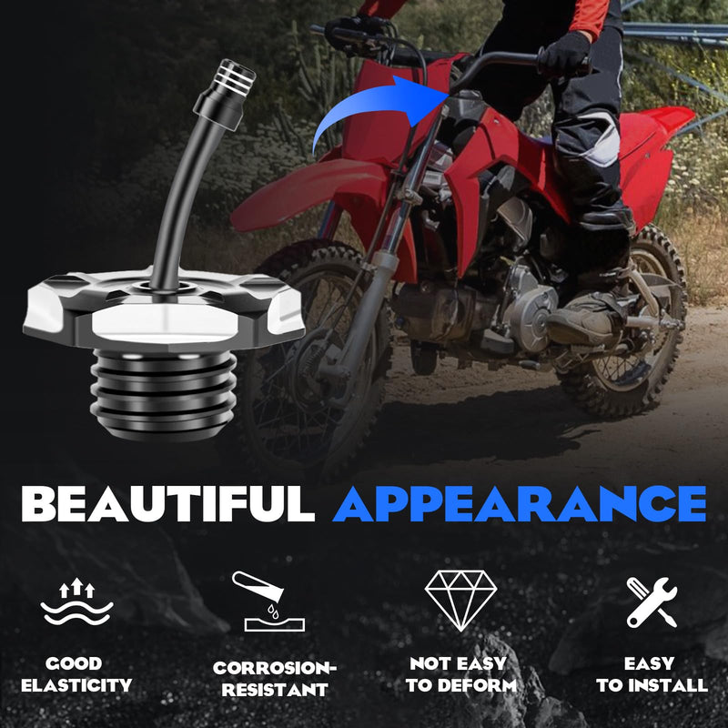 Dirt Bike Gas Fuel Tank Cap Cover with Vent Hose CNC for CRF 110 125F CRF110 CRF125F CRF125FB Big Wheel 2019-2024 Black CRF110 CRF125F/FB