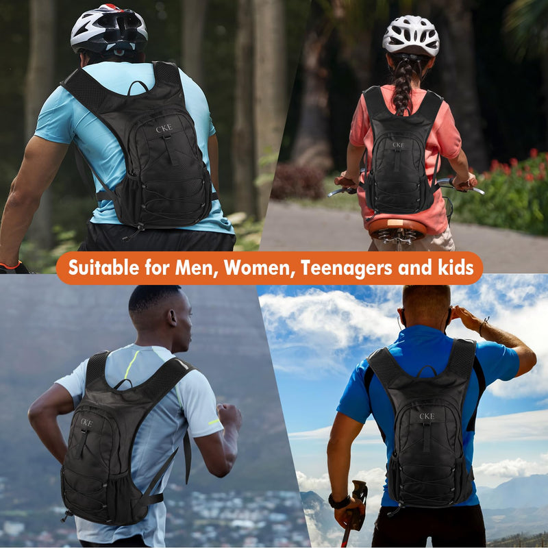 Hydration Backpack Hydration Pack Water Backpack with 2L(70-Ounce) Hydration Bladder for Men Women Kids for Running Hiking Biking Climbing Black