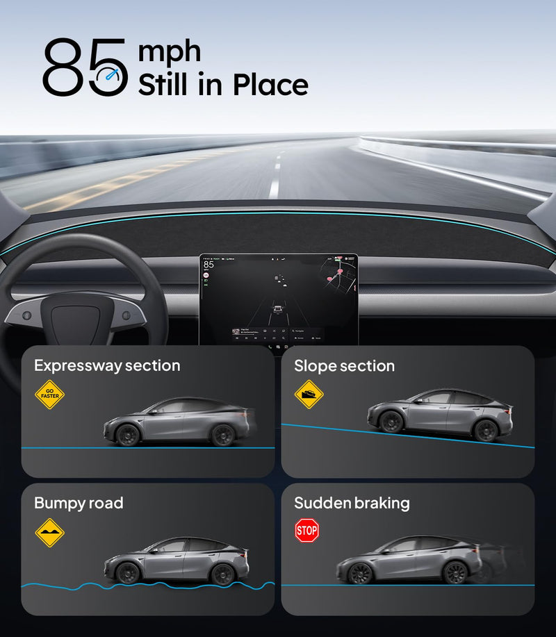 Wigoo 2025 New Model Y Juniper Accessories Dashboard Cover [Anti-Glare and Sun Protection] Suede Dash Mat for New Model Y Juniper(2025-2026), Model Y Juniper Accessories (Black) New Model Y(2025-2026)