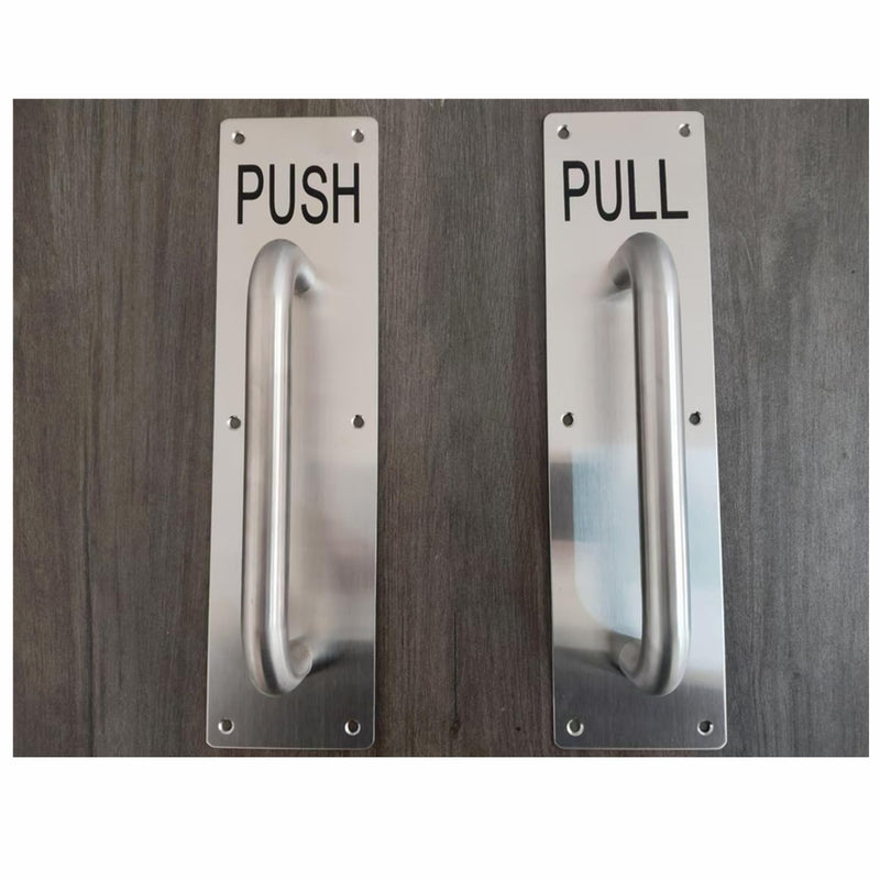 304 Stainess Steel Door Handle, Push and Pull Plate Commercial Door Handle with Screws 11.8" x 3.2"