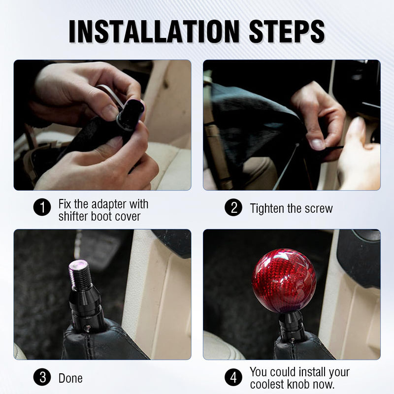 Universal Gear Shift Knob Adapter 12x1.25,Aluminum Alloy Shifter Knob Adapter,Gear Shift Adapter for Non-Threaded Manual Shifters M12x1.25(Black) M12x1.25(Black)