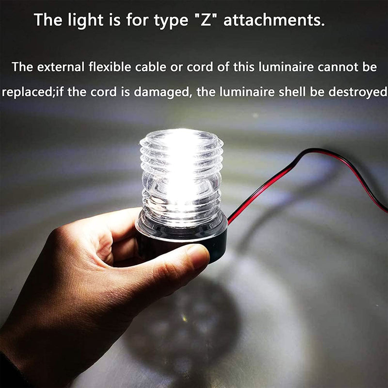 Navigation Light Stern All Around LED Anchor Lights Masthead Light Waterproof for Boats Marine Fishing Sailboat (White 360 Degree) Model 3