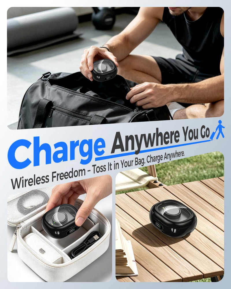 Goton Portable Charging Case Compatible for Oura Ring Gen 5 & 4 & 3 Charger | (Official Charger NOT Included), 2000mAh Travel Wireless Power Station with Digital Display, 45-Day Runtime, Universal Fit Black