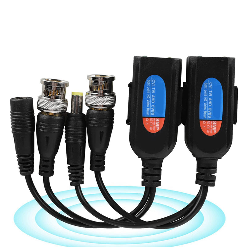 Analog to IP Camera Converter - Video Balun Passive CCTV Power Audio Transceiver With Power Indicator for HDCVI HDTVI AHD Analog