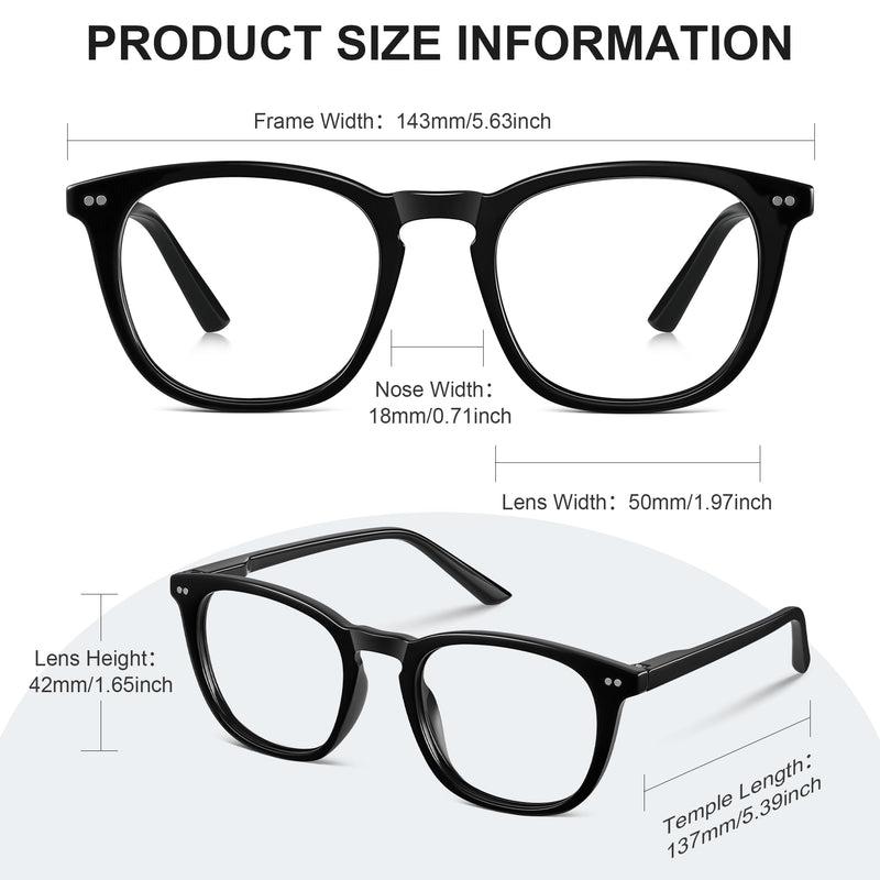 2 Pack Blue Light Glasses for Women Men, Clear Lens Blue Light Blocking Glasses with Lightweight Computer Glasses A01-black / Clear