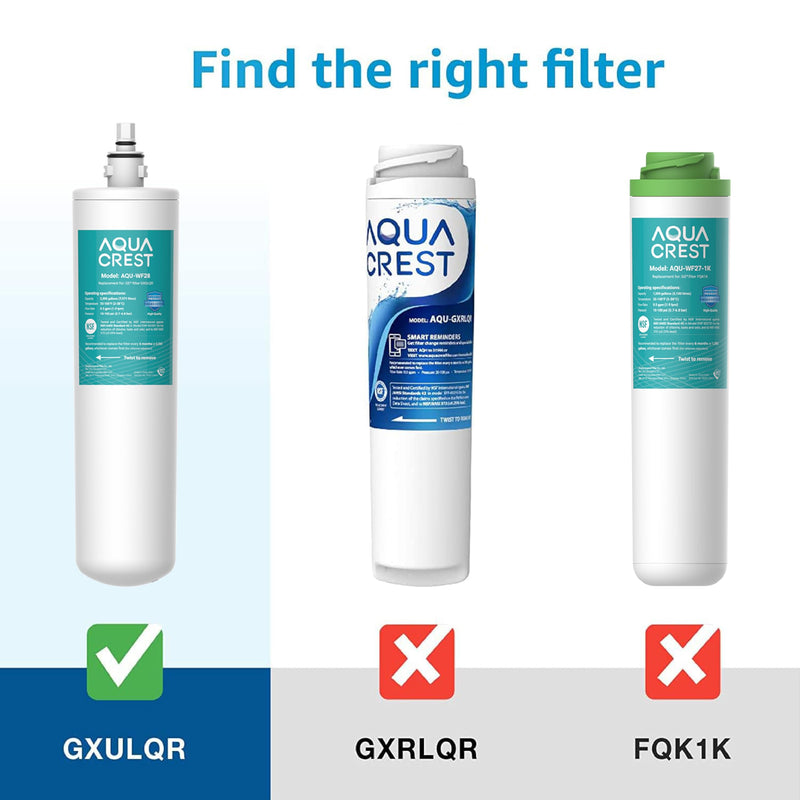 AQUA CREST FQK1R, GXULQR Under Sink Water Filter, Replacement for GE FQK1R, GXULQR, Compatible with GE GXK140TNN and GXULQK systems, NSF/ANSI 42 372, 2K Gallons, Reduces Lead, Chlorine 1