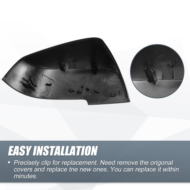 X AUTOHAUX Pair Car Rear View Driver Passenger Side Mirror Cover Cap Replacement Black Carbon Fiber Pattern for BMW F20 F22 F23 F30 F31 F32 F33 F36 F87 M2 X1 E84 Mirror Guard Covers
