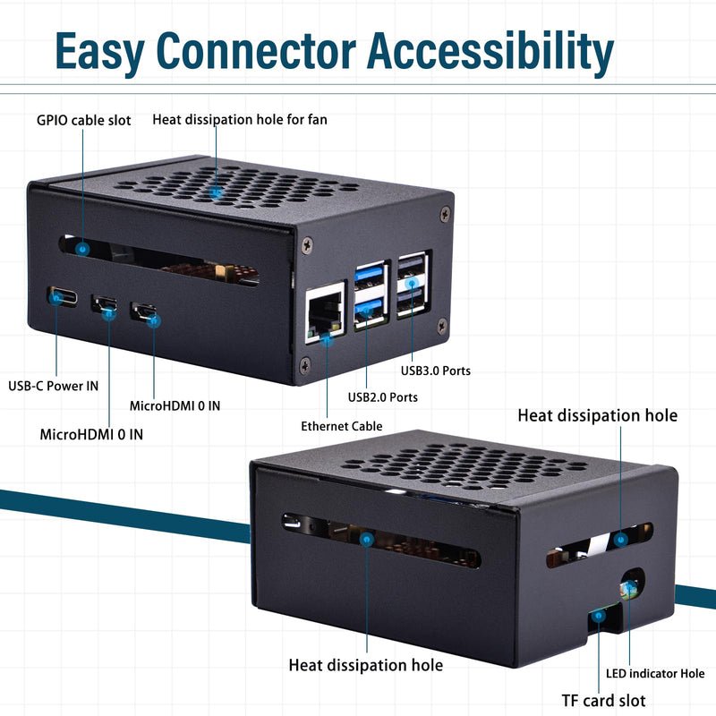 GeeekPi Metal Case with N04 PCIe M.2 Key-M NVMe SSD PCIe Peripheral Board for Raspberry Pi 5