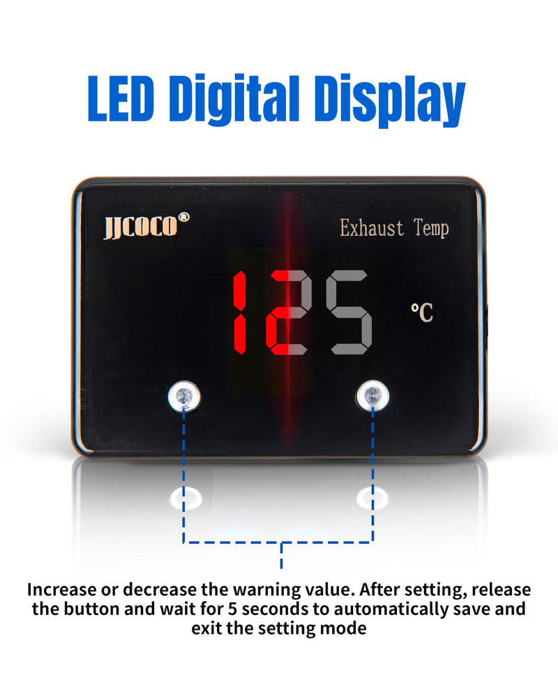 Exhaust Gas Temperature EGT Gauge 1000 ℃ Pyrometer Kit - LED Digital Display with EGT Sensor for Diesel Car Motorcycle ATV Red Celsius