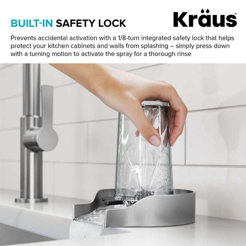 KRAUS CleanMate Glass Rinser for Kitchen Sink in Spot-Free Stainless Steel Color Finish, KGR-500SFS Spot Free Stainless Steel