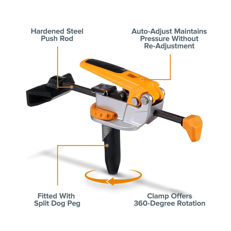 BORA Auto-Adjust Bench Dog Clamp for 3/4 Bench dogs 3.75 Inch Capacity Workbench Toggle Clamps - Heavy Duty Steel Push Rod Woodworking Clamping Equipment BR-G090102