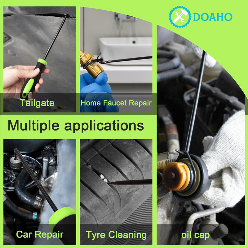 12PCS Automotive Hook and Pick Tool Set,Long & Mini Precision Puller Remover Tool Kit for Auto O-Ring,Seal & Gasket Removal,Mechanic Professional Tools,Car Repair Essentials Green-12 Pcs Hook and Pick Tool Set