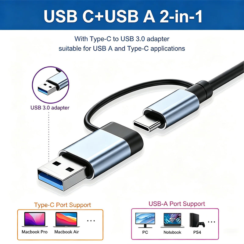 5 in 1 USB C Hub USB-C Multi-Port Adapter with 4K HDMI 100W PD USB 3.0 SD TF Card Reader for Laptops Travel 5in1