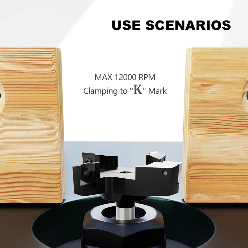 CSOOM CNC Spoilboard Surfacing Router Bit 1/2" Shank 3" Cutting Diameter,4 Wings Coated Carbide Insert Slab Flatting Router Planer Bit Wood Planing Bit Woodworking Tools 3" 4 wings