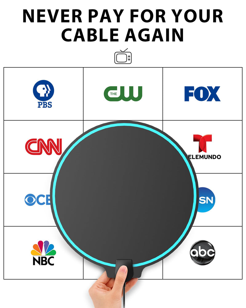 2026 Upgraded 1200 Miles TV Antenna, Digital Antenna with 360° Signal Reception for 4K HD, 16ft Coaxial Cable, Easy Installation Medium
