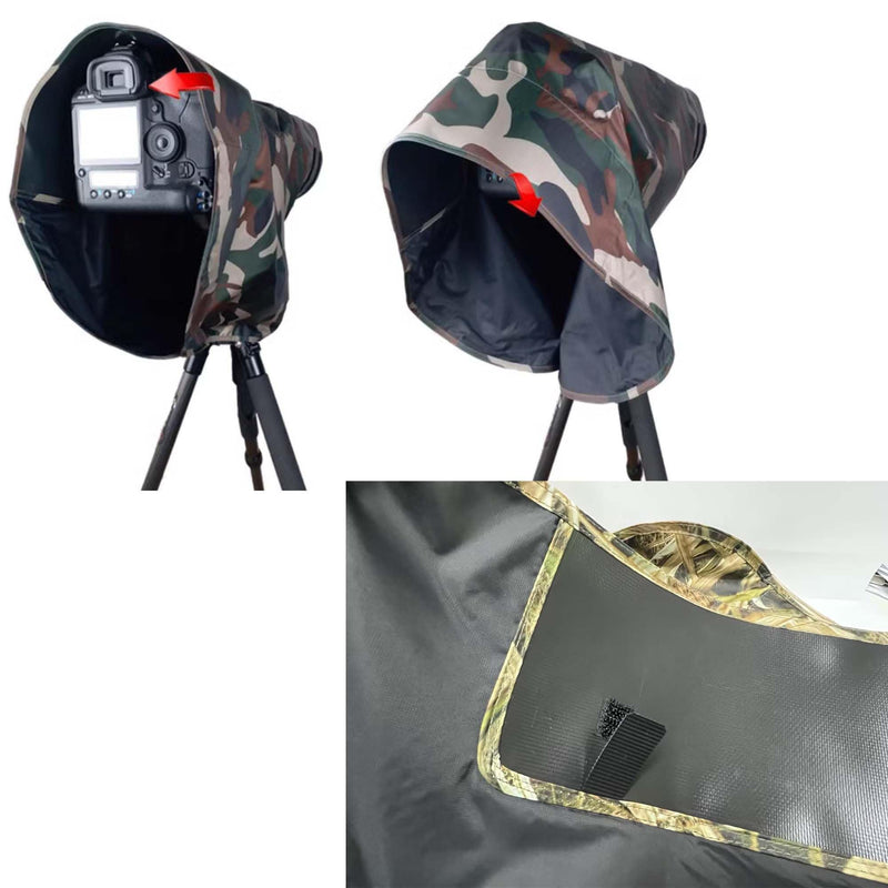 ZZQ&CCF Waterproof Telephoto Lens Nylon Raincoat Compatible with Canon RF 200-800/100-300, for Nikon Z 180-600/200-500, for Sigma 150-600/60-600, DSLR Camera #M Green Leaves M